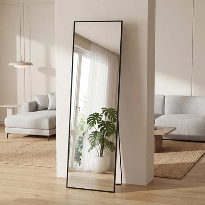 Sweetcrispy 56"x15" Full Length Mirror, Standing Full Body Mirror, Gold | Aluminum Alloy Thin Frame, Floor or Standing, Suitable for Bedroom, Living Room, Cloakroom