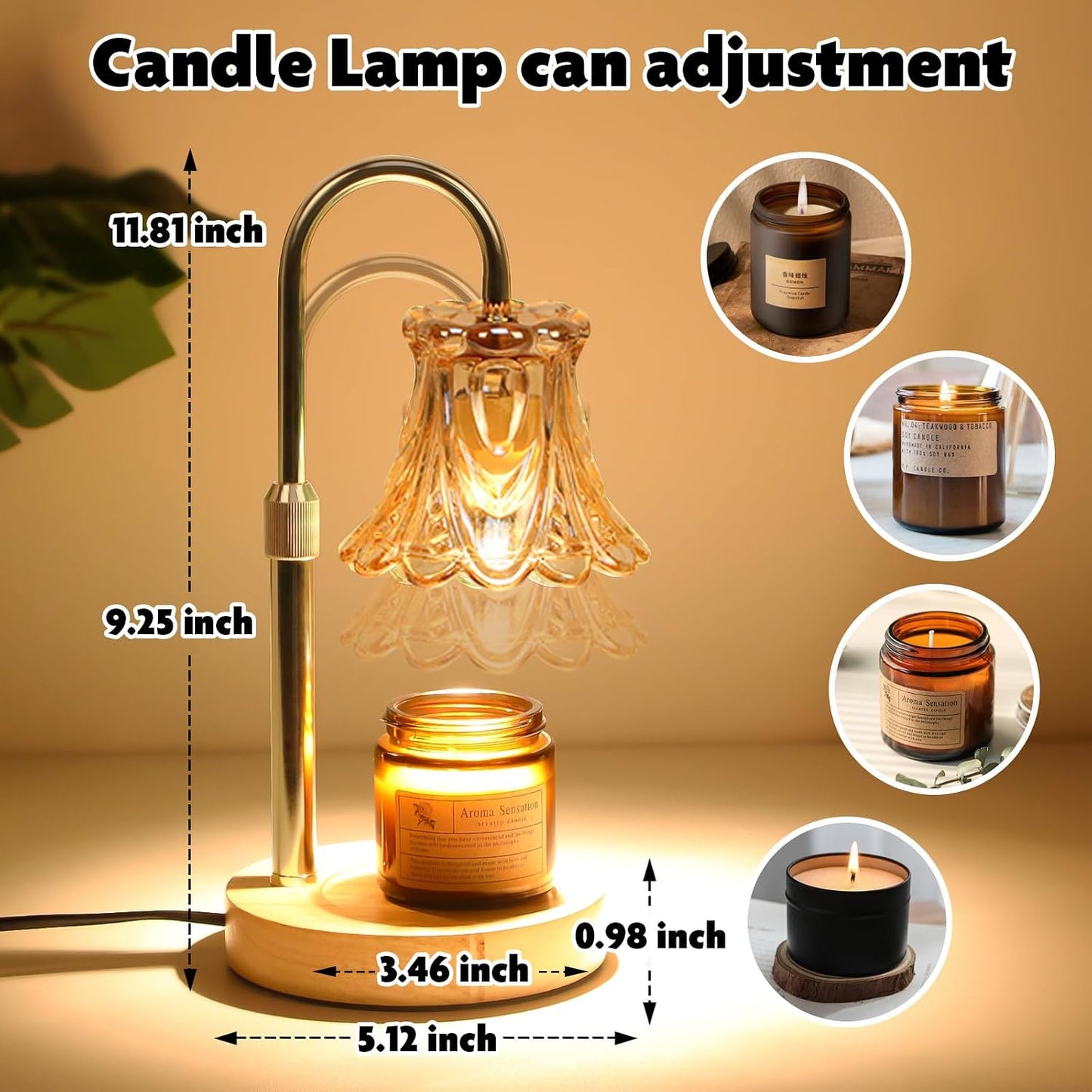 Fragrance Candle Warmer Lamp with 2 Bulbs Electric Candle Warmer with Timer & Dimmer for Home Decor