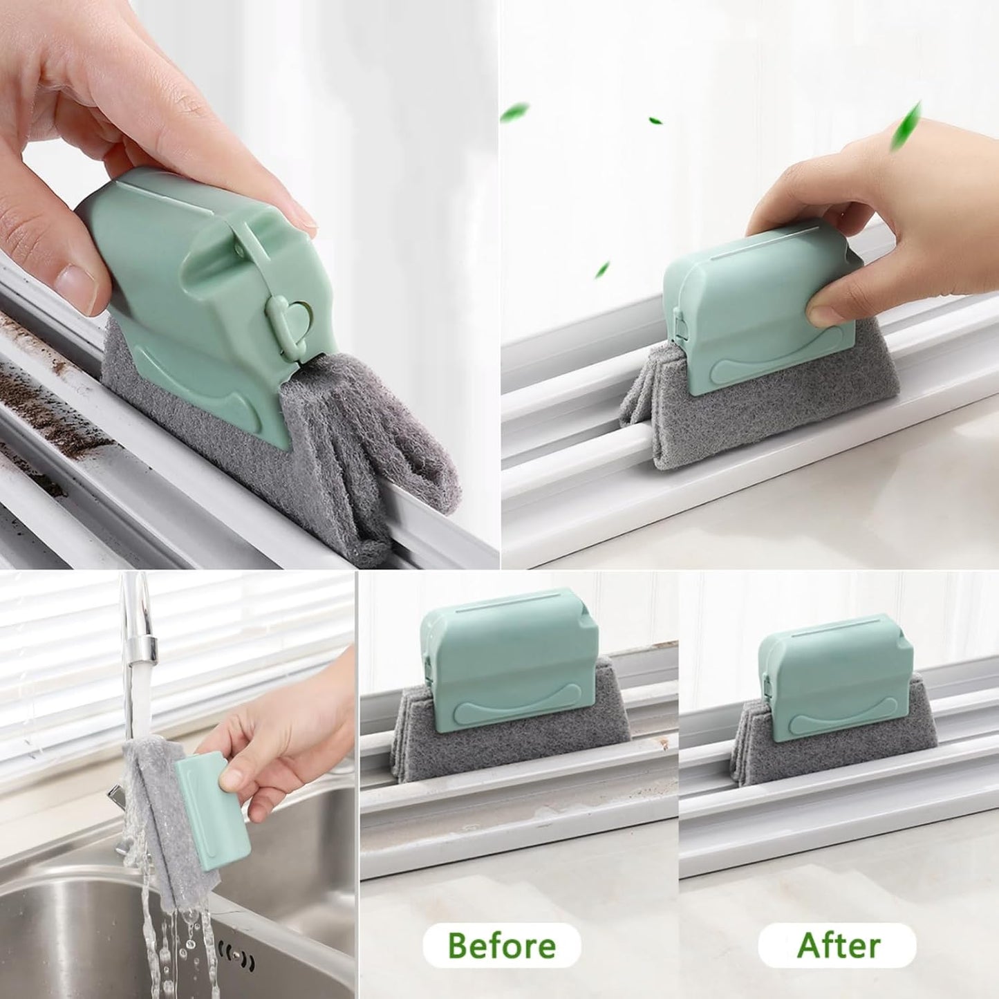 CRAFNEW 14Pcs Window Track Cleaning Tools, Deep Clean Groove Gap cleaning brush Kit for Window/Door Tracks, Sliding Doors, Tile Lines, AC Vents, Keyboards