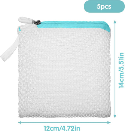 5 Pcs Small Mesh Laundry Bag Mini Lingerie Bags 5.5 x 4.7 Inch for Washing Delicates With Zipper for Socks, Bra, Underwear, Travel Clothing Storage