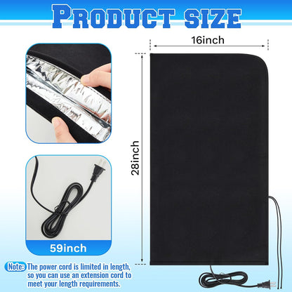 1 Pcs 25.2" L x14 W Electric Heated Outdoor Faucet Cover for Winter Freeze Protection Heating Hose Bib Covers for Winter, Water Pipe Heater for Garden Faucet Insulated Spigot Protector, Black