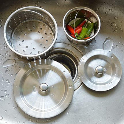 2PCS Sink Strainer Basket with Handle 3.03 inch Diameter Deep Cup with Handle Sink Drain Strainer Stainless Steel for Kitchen Sinks Tank