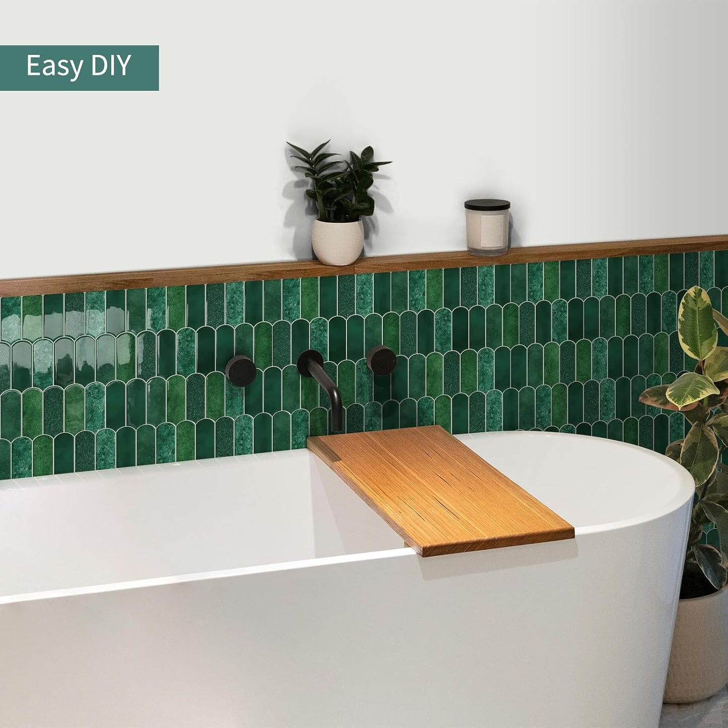 10-Sheet Upgraded Thicker Peel and Stick Kitchen Backsplash Tiles | Waterproof Self-Adhesive Vinyl Wall Tile Stick on Backsplash for Kitchen,Bathroom,Fireplace and RV(Sage Green,12"×12")