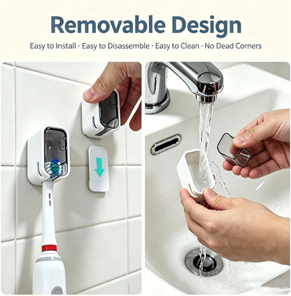2PCS Toothbrush Holder Wall Mounted for Bathroom with Cover for Shower - with Toothpaste Clip - Single Slot Toothbrush Dispenser Storage Organizer for Travel with Detachable Design