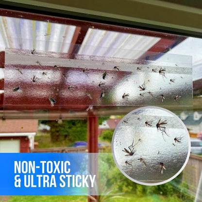 Garsum Window Fly Traps Indoor, Fly Paper Bug Sticky Strips, House Fly Killer Window Decal Non-Toxic，12 Pack