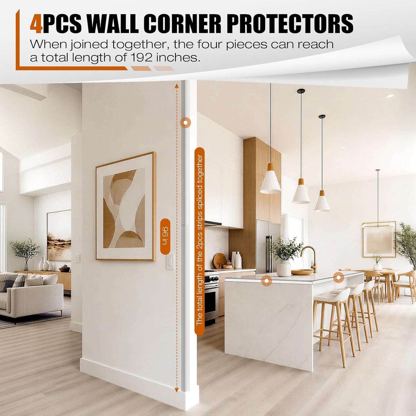 Magicheap 4 Pack Wall Corner Protector, Self Adhesive Corner Protectors for Walls, Easy to Install Edge Guard Strip for Furniture Cabinet Shelf Drywall Baseboard Desk, 17.7in x 1.18in, Clear