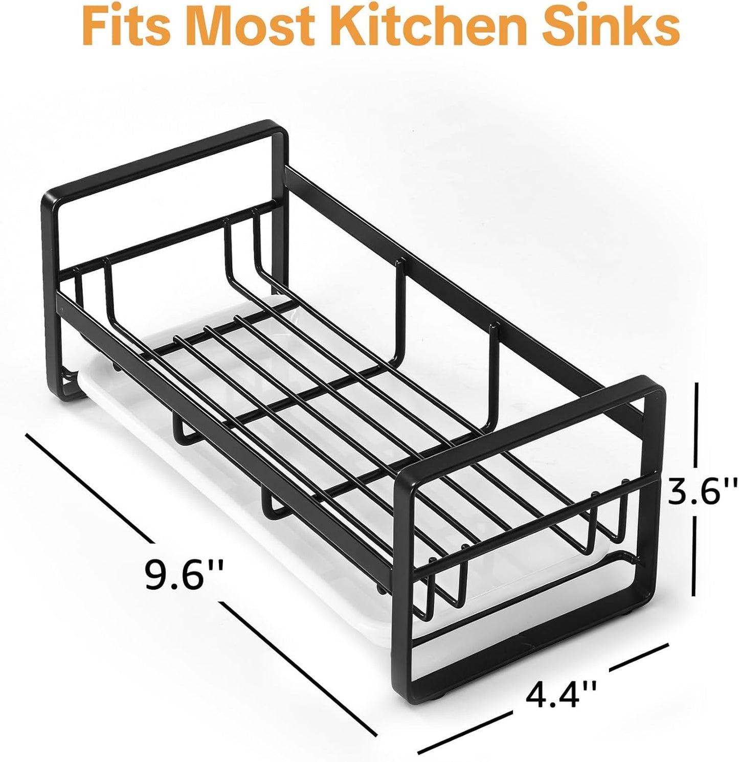 HULISEN Kitchen Sink Sponge Holder, 304 Stainless Steel Kitchen Soap Dispenser Caddy Organizer, Countertop Soap Dish Rack Drainer with Removable Drain Tray, not Including Dispenser and Brush