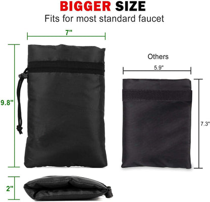 Outdoor Faucet Covers for Winter,9.8"x 7" Lengthened Outside Water Spigot Cover for Winter Freeze Protection,3M Thinsulate & 420D Oxford Waterproof Garden Faucet Socks for Winter,Black(2packs)