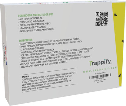 Trappify Hanging Fly Traps Outdoor: Fruit Flies and Flying Insect Trap for Indoor & Outdoor Use I Disposable Sticky Fly Trap Indoor House Pest Control (2 Pack)