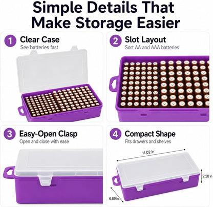 Xuerdon Battery Organizer Case with BT168 Tester 120+ Batteries Storage Box | Clear Plastic Battery Box Holds 49AA 51AAA 10CR2032 10CR1632 Batteries, Wall Mount Drawer Organizer Batteries not Included