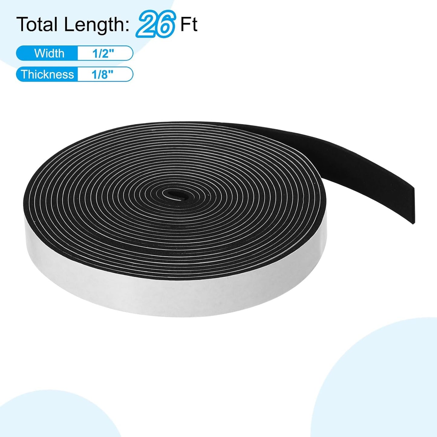 PATIKIL Weather Stripping Door Seal Strip, 3/8 Inch x 1/4 Inch x 32 Ft Self Adhesive Soundproof High Density Foam Tape Insulation for Door Window Air Conditioning, White - Colors A