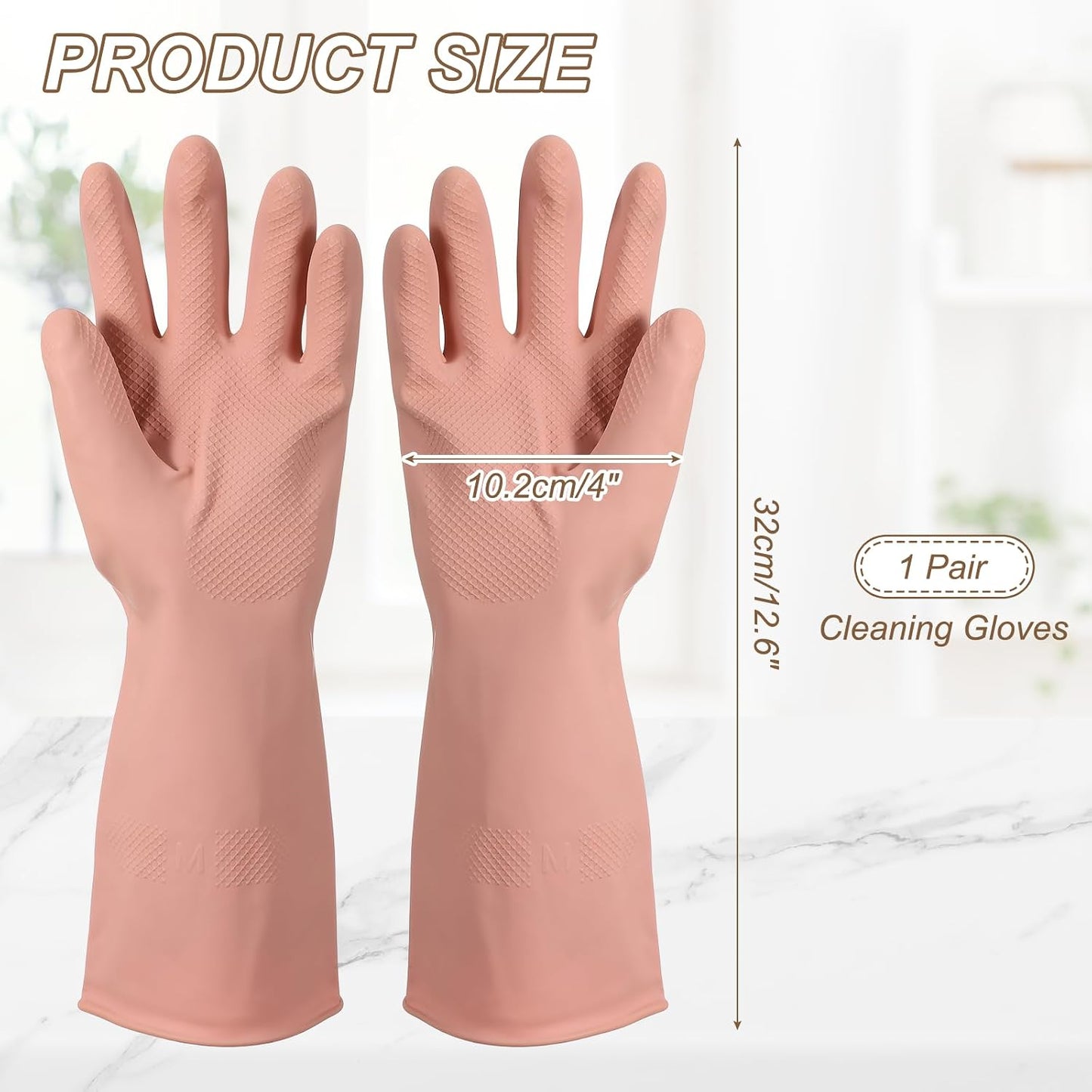 uxcell Rubber Cleaning Gloves, Reusable Household Dishwashing Long Rubber Gloves with Non-slip Grip