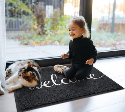 EARTHALL Door Mat Outside Inside Home Doormat, 30"x17.5", Durable Floor Mat Non Slip Mat Ultra Absorb Mud Easy Clean Front Doormat for Garage, Entryway, Patio, High Traffic Areas, Black