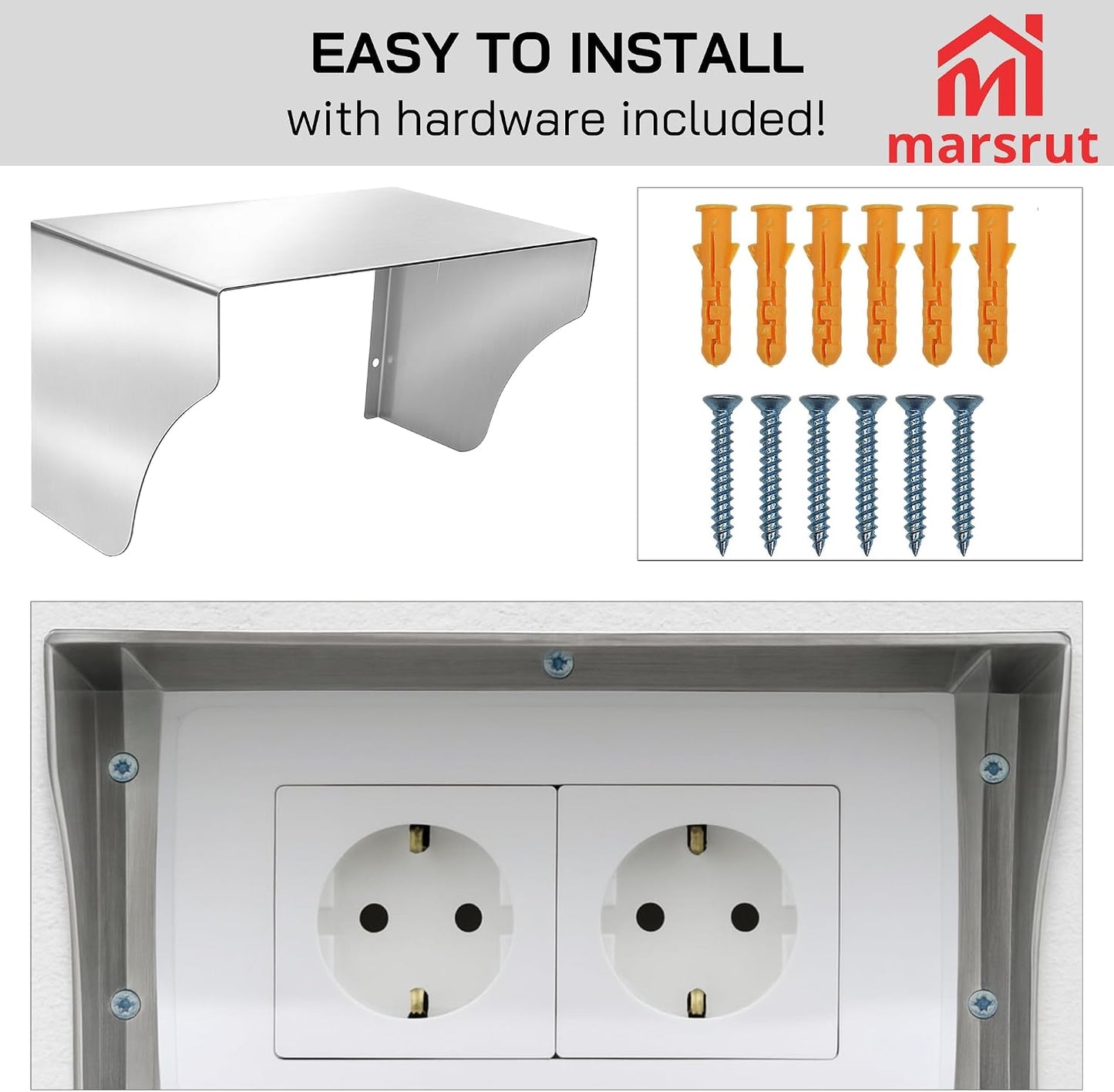 Outlet Box Protection Cap, Door Bell Covers Outside, Rainproof Splash Proof Protector Plate Shell, Metal Housing for Socket Outdoor Wireless Electrical Car Power Supply Charging Station Plug Switch