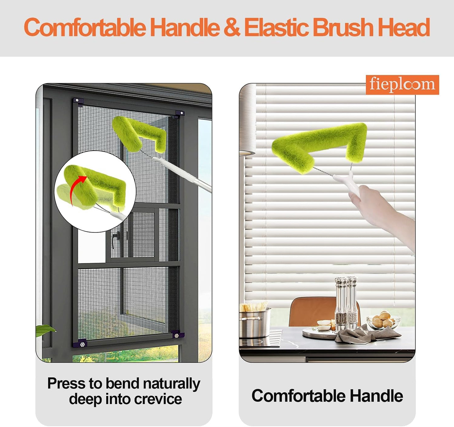 Window Screen Cleaning Brush with 62in Extension Pole, Innovative Fibre Mesh Screen Cleaner for Window Mesh, Patio Screens, Screen Doors, Pool Cage & Fence - Dry or Wet Use