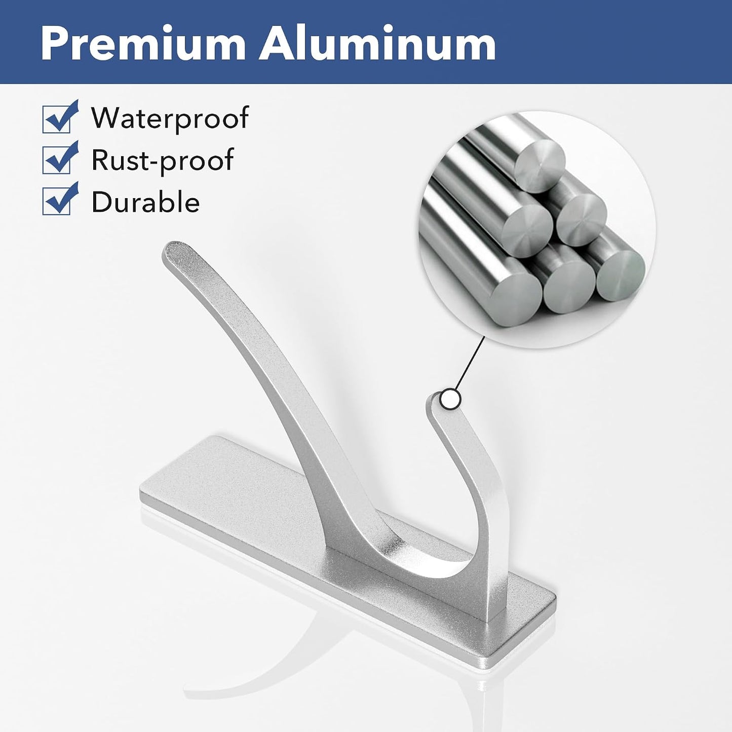 pickpiff White Self Adhesive Coat Hooks for Hanging: 13LB Extra Strong Stainless Wall Hook for Towel, Utensil, Backpack, Hat, Sturdy Metal Hanger for Bathroom, Kitchen, Door, 4-Pack