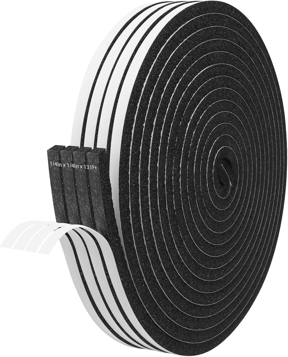 Storystore Weather Stripping Door Seal Strip, 1/2In x 1/4In x 16.5FT Self Adhesive Foam Tape for Door Window Insulation Soundproofing Weatherstrip, High Density Foam Seal for Doors Windows Furniture