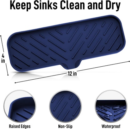 Zulay Kitchen (9x3.5in) Sponge Holder for Kitchen Sink - Flexible Heavy-Duty Multipurpose Sink Caddy - Counter Organizer for Kitchen, Bathroom, Makeup, Trinkets & More! (Grey)