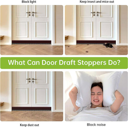 2 PCS Door Draft Stopper for Bottom with Brush, Self Adhesive Door Sweep for Exterior/Interior Doors, Bottom Seal Strip for Protection Against Bug, Dust, 2" W x 39" L, White