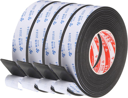 PATIKIL Sponge Rubber Foam Tape, 5/8" W x 1/8" t x 16.4ft l Self-Adhesive Foam Insulation Tape Weather Stripping for Window Door Soundproofing Weatherstrip AC Seal Strip, Black