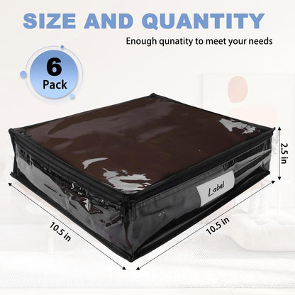 Clear Zippered Storage Bags Plastic Sweater Storage Bags with Zipper 6 Packs Clothing Organizer for Blankets Linen Sweater Bed Sheet Quilt Clothes Pillow (15.7 x 13.8 x 3.9 Inch, White)