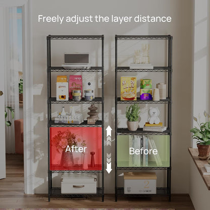 Golpart 4 Tier Adjustable Storage Shelves Metal Utility Shelf Wire Shelving Unit Organizer Rack for Home Kitchen Office Bathroom Pantry Room 12" D x 18" W x 44" H