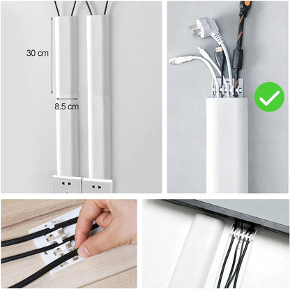 Cable Management Raceway Self Adhesive 30CM, Wall Cord Clip Concealer Channel, Wire Cover Hider for Home Office Desk TV PC(White, 2 Pack)