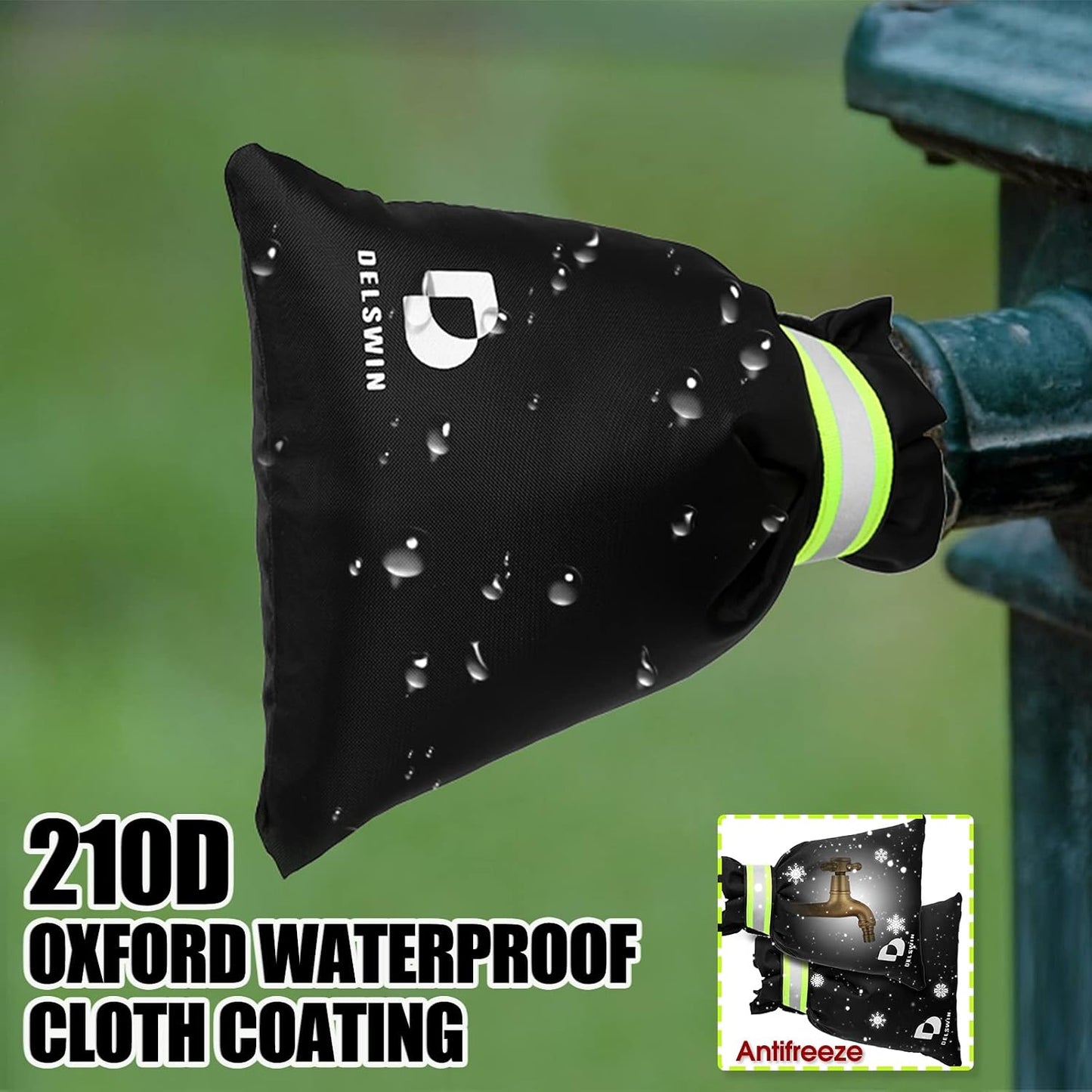 DELSWIN Outdoor Faucet Cover for Winter, 5P 8.7"x7" Hose Bib Insulation, Outside Waterproof Spigot Protection, Bigger and Thicker Frost Freeze Insulated Cover