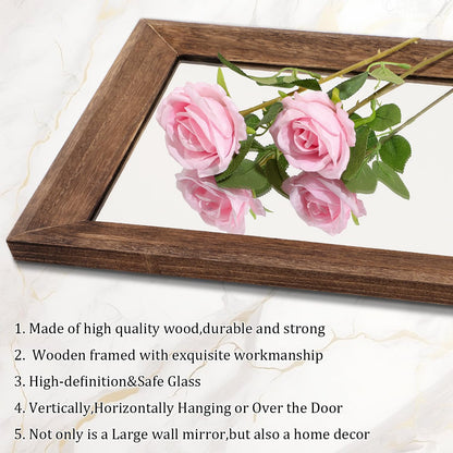 AAZZKANG Full Length Mirror Rectangle Wood Framed Large Wall Mirrors Black | 47"x16" Bedroom Living Room Bathroom Dressing Room Entryway Hanging Mirror