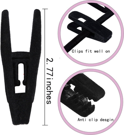 Tinfol Velvet Hanger Clips, 24 Pack Black Pants Hangers Clips, Large Opening Clothes Pin, Strong Finger Flocked Clip Perfect for Use with Slim-line Clothes Velvet Hanger