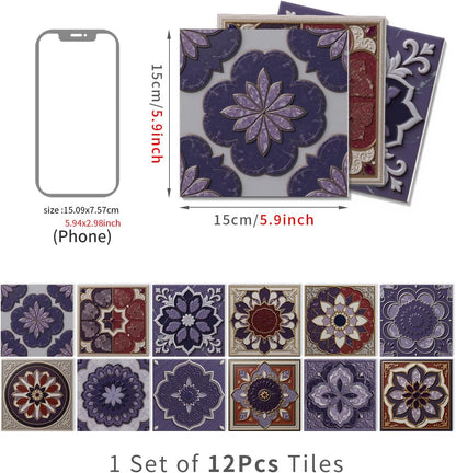 Peel and Stick Backsplash Tile Sticker for Kitchen and Bathroom Walls - 24 Removable 5.9"x5.9" Tiles, Waterproof