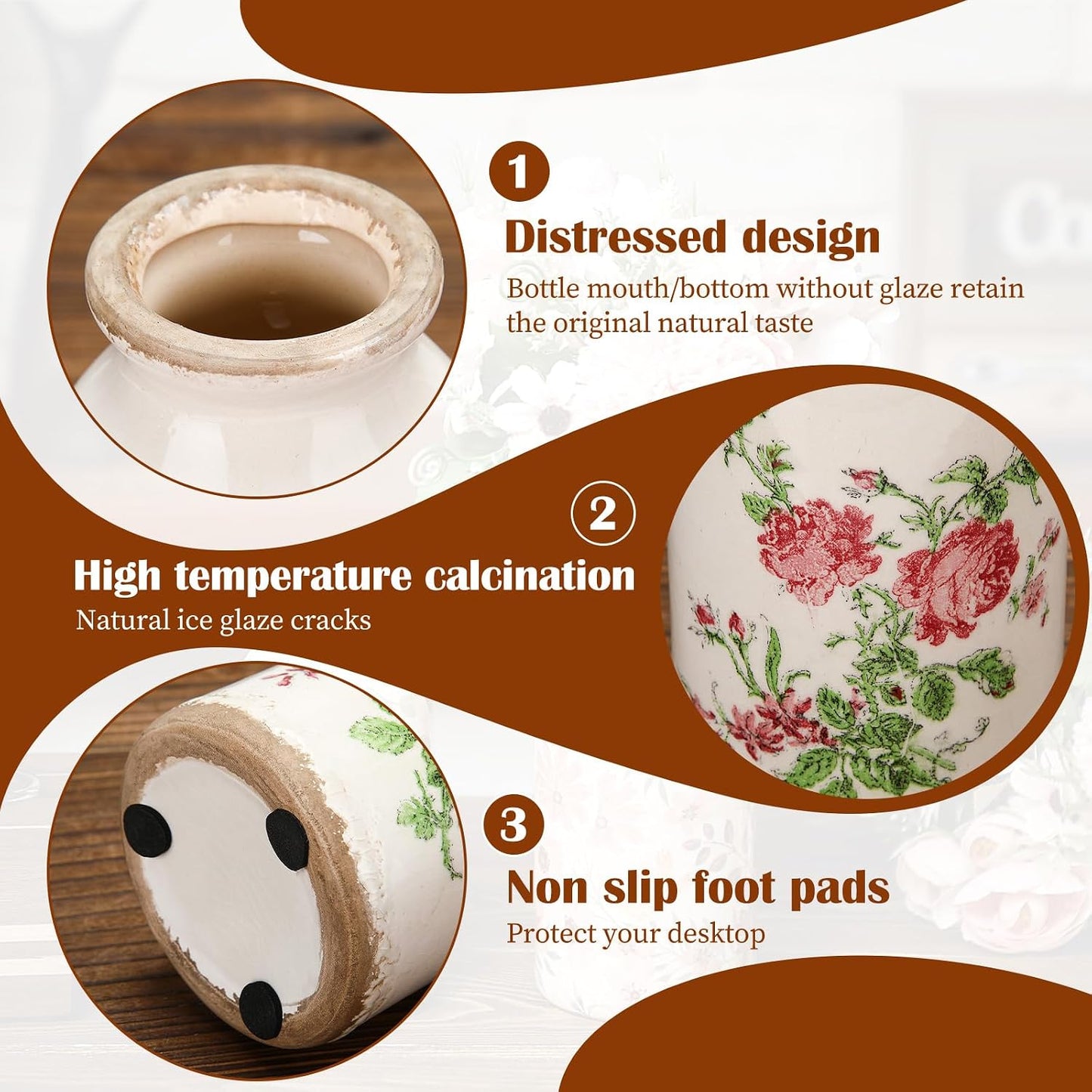 2 Pcs Ceramic Small Vase Rustic Farmhouse Vase Boho Vases Home Decoration for Your Kitchen Bedroom Office Bathroom & Shelf Centerpiece Table Decorative(Simplicity)
