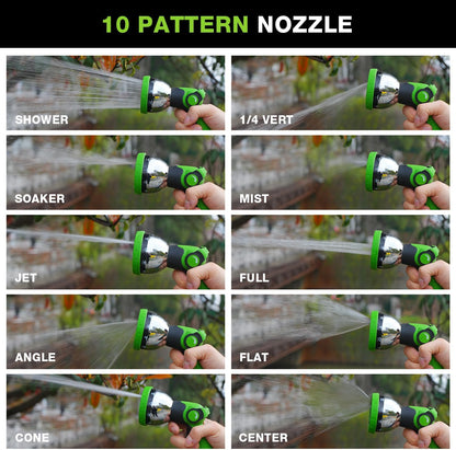 Besiter Garden Hose Nozzle Sprayer: 2 Pack 10 Watering Patterns Spray Nozzles Heavy Duty Metal Hose Head Hose Attachment, Thumb Control On Off Valve