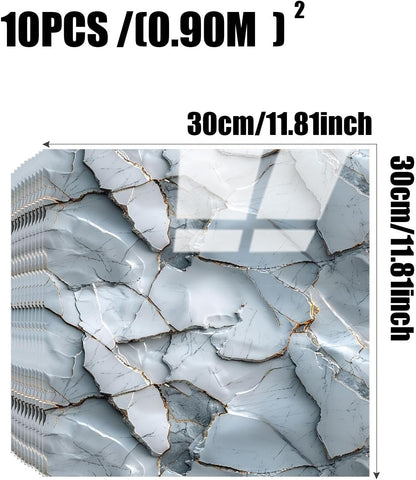 Chejiaye Shower Wall Panels Peel and Stick,Marble Wall Panels for Interior Decor,Backsplash Tile for Kitchen Showers Bathrooms Living Rooms 11.8"x11.8"in 10Pcs, Grey (Not Real Tile,9.7 Sq.ft)