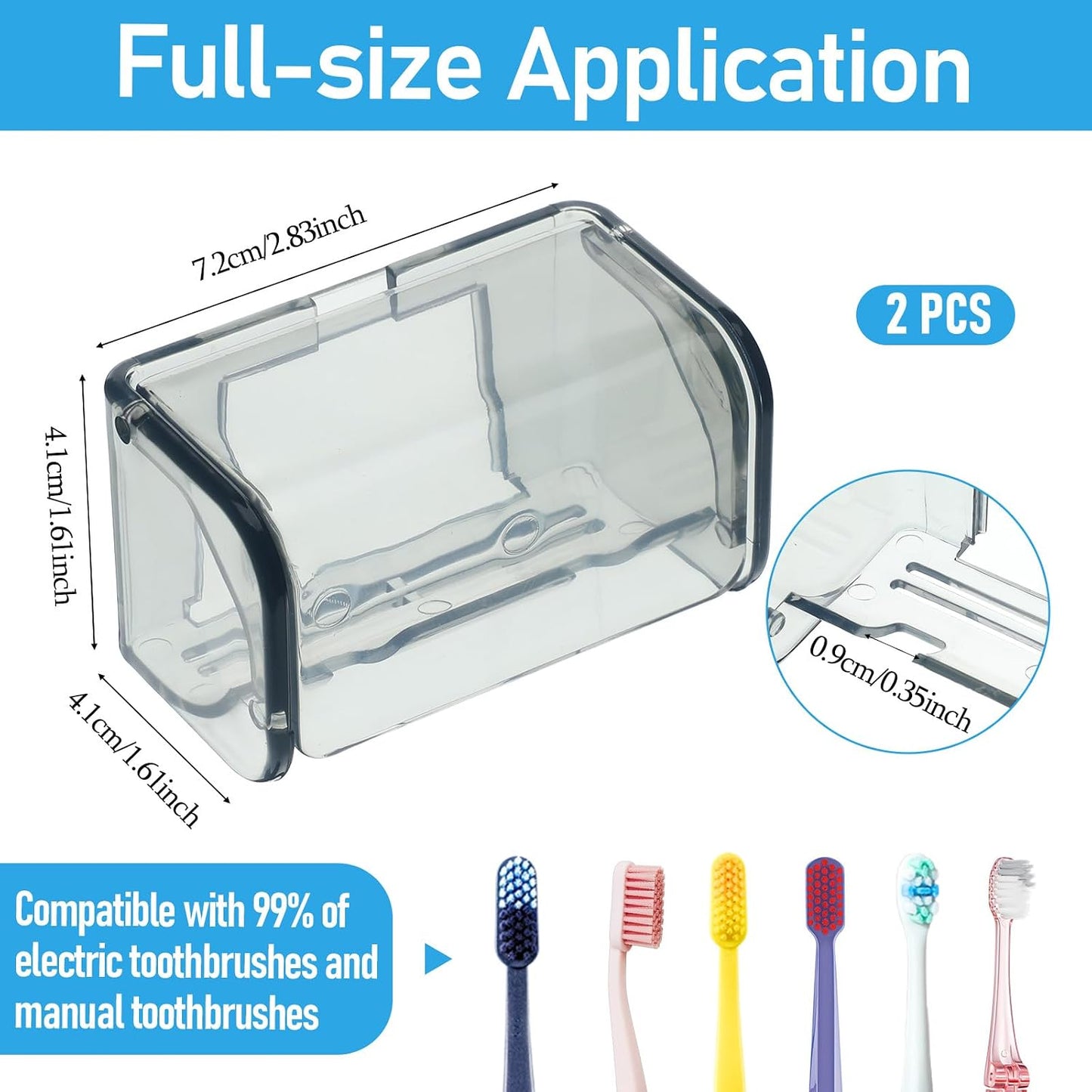 2 Pcs Toothbrush Holders Wall Mounted, Tooth Brush Holder with Cover, Electric Tooth Brushing Holder for Bathroom, 2 Slots Toothbrush Storage Organizer Suitable for Cabinet, Family, Travel