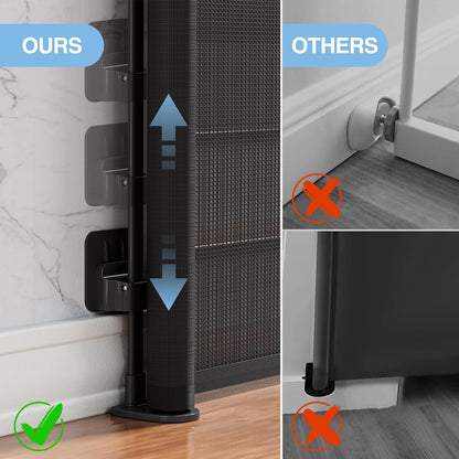 probebi Retractable Baby, Child & Dog Gates for Stairs, Extends to 54" Wide 34" Tall, Use for Outdoor, Indoor, Hallways, Doorways, Deck, Porch, Black