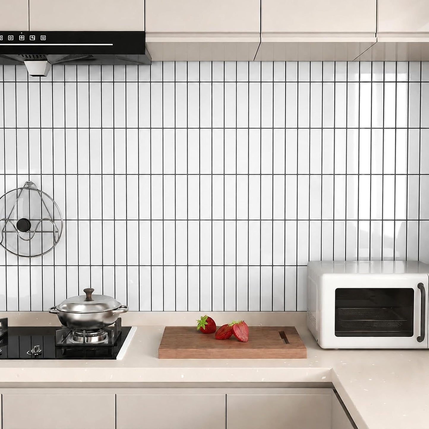 Peel and Stick Backsplash Tile for Kitchen, 10 Sheets, 11.42''x9'' | Beige Gray 3D Self Adhesive Wall Tile Back Splash for Kitchen, Bathroom, Laundry Room