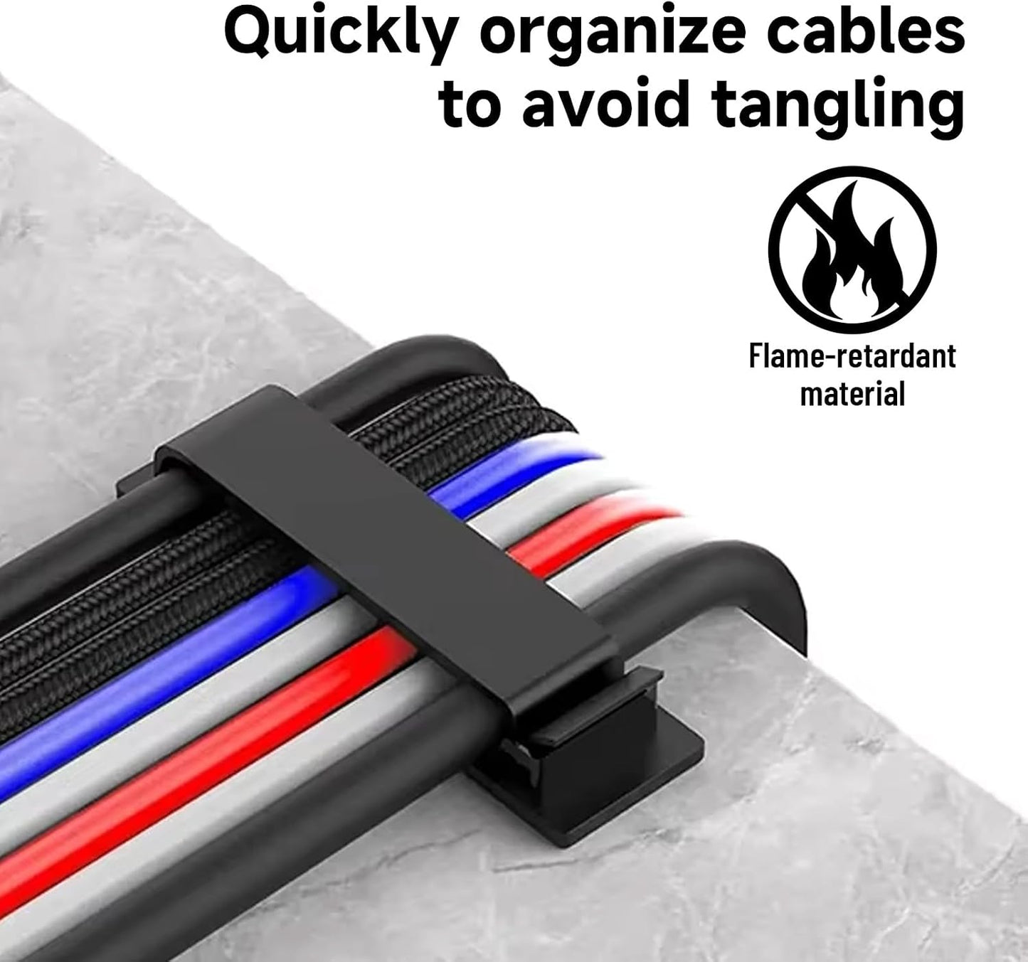 40 pcs Cable Clips with Strong Self-Adhesive, Outdoor Light Clips, White Cord Wire Clips, Nylon Cord Wall Finisher Wire Clamp for Home, Car, Office Desk Wire Management (White, XL-40 PCS)