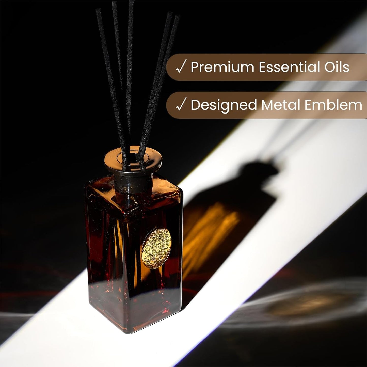 M&SENSE 6.3 oz Large Reed Diffuser Set | Lime+Basil Scent Oil Diffuser with Sticks | Hotel Collection Non-Toxic Home Fragrance |for Bedroom Bathroom Living Room - Colors A