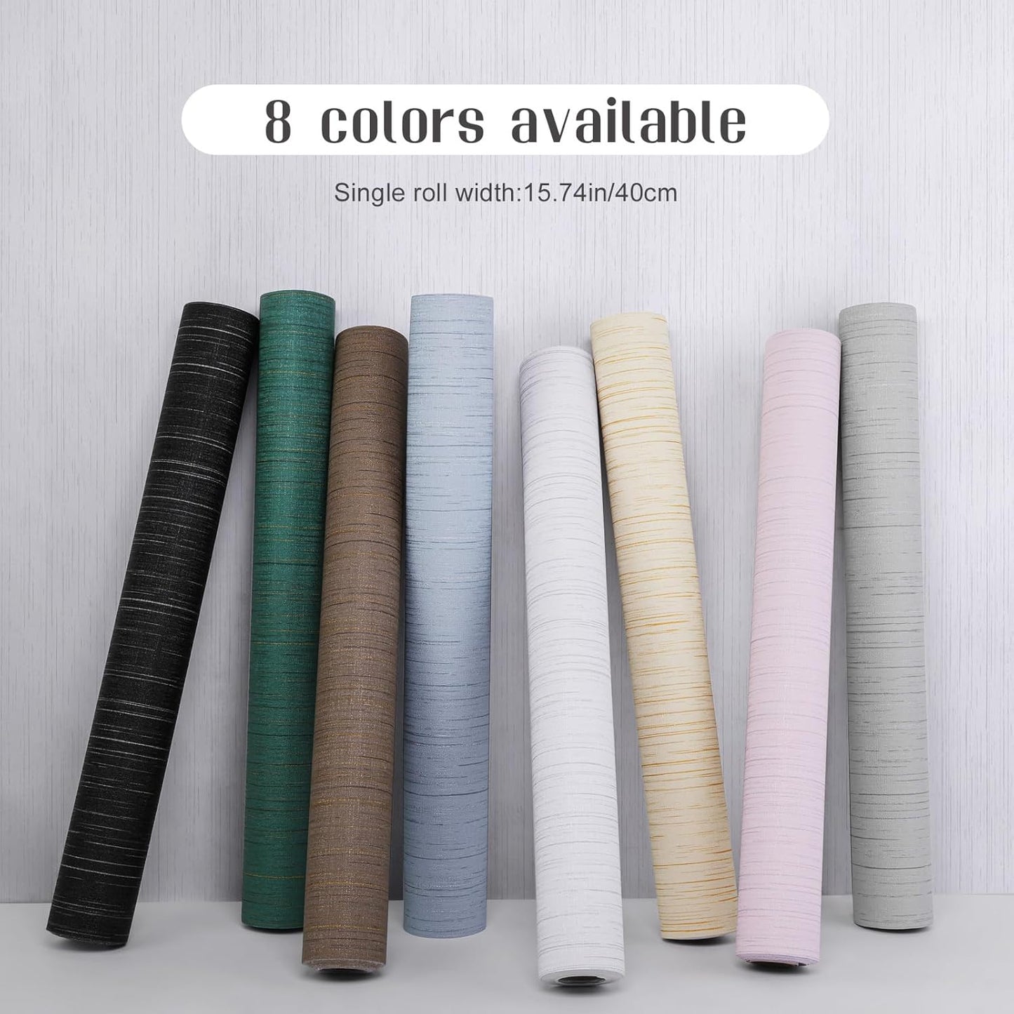 Light Blue Peel and Stick Grasscloth Texture Wallpaper 15.7"x120" Vintage Wallpaper Removable Waterproof