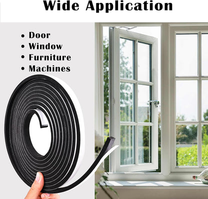 Black Foam Insulation Tape with Self-Adhesive Backing,Closed Cell Foam Weatherstripping 1/2 inch Wide x 3/8 inch Thick,Soundproofing Door Weather Seal Strip for Door and AC Window Seal,High Denisty