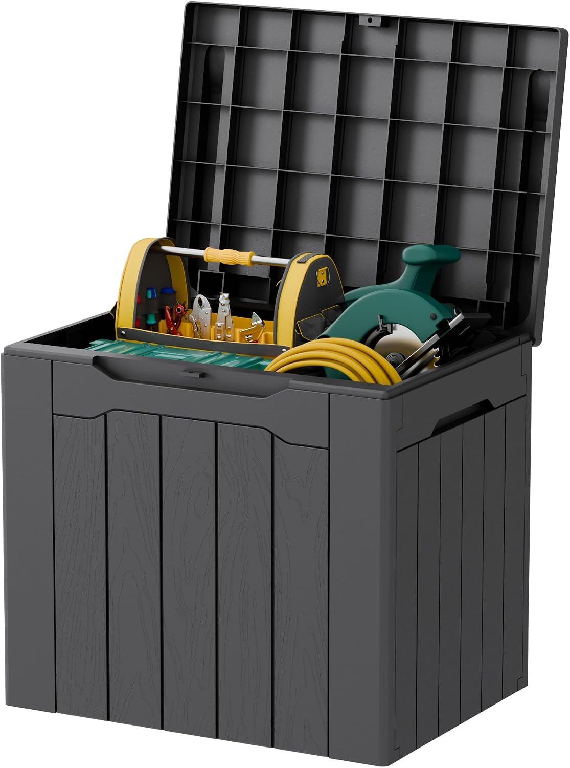 32 Gallon Deck Box Outdoor Indoor Waterproof Storage Box for Patio Furniture, Pool Accessories, Garden Tools, and Cushion Storage, Black