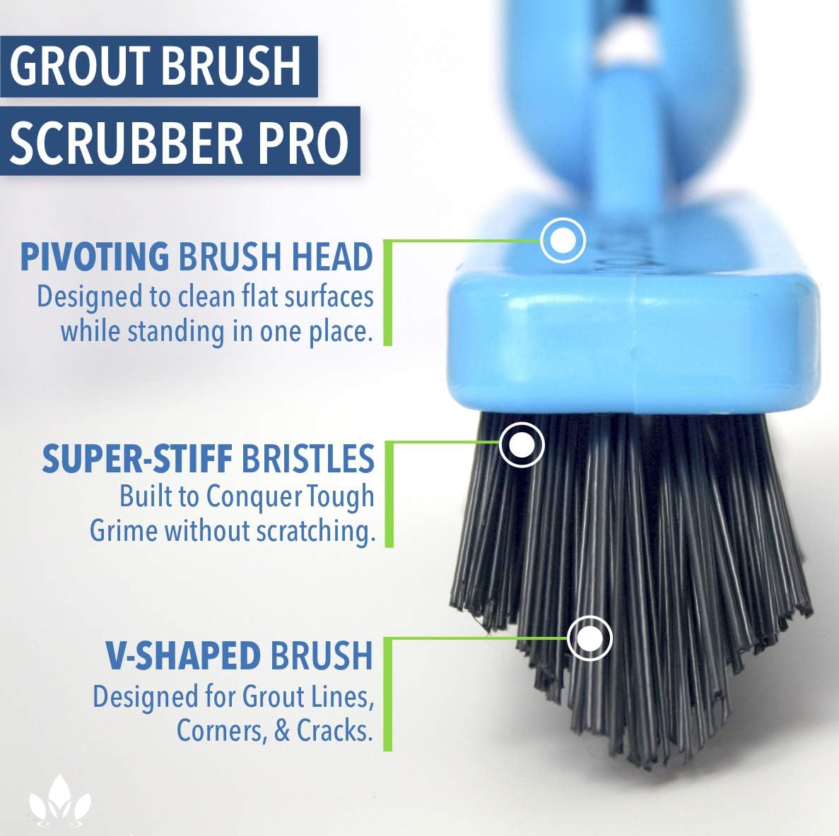 EVERSPROUT Grout Cleaning Brush Scrubber, Stiff V-Shaped Scrub Bristles Built for Corners & Tough Grime, Swivel Scrub Brush & Grout Cleaner for Shower, Bathroom, Tile, Floor, Attachment Cleaner Only