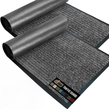 GORILLA GRIP Waterproof Traffic Guard Door Mat, Heavy Duty Entryway Mats, Strong Backing Commercial Utility Rugs for Office Hallway, Garage Floor and Home, Low Profile Carpet Runner, 29x17, Black