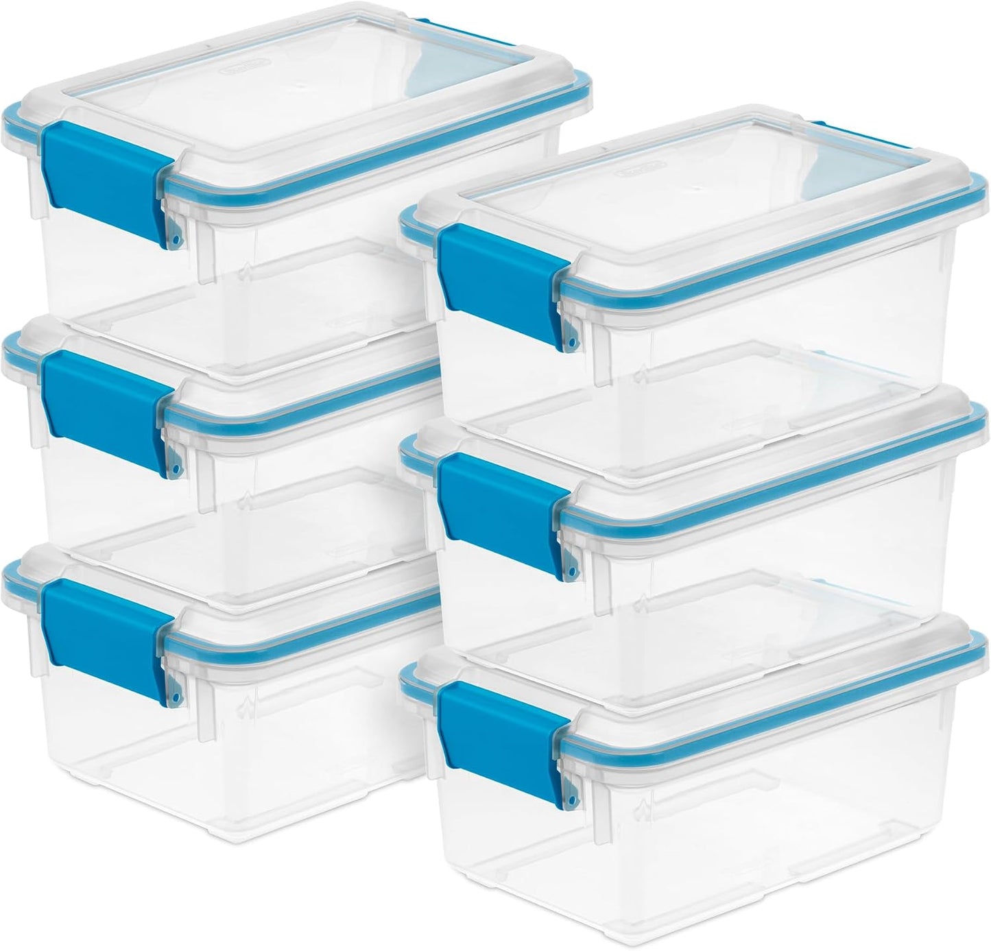 Sterilite 4-Pack Gasket Box, Home Storage Organizer Bins with Lids, 37 Quart – Stackable Clear Plastic Containers for Bedroom, Bathroom, Garage, Basement, or Attic