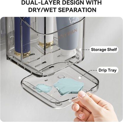 Toothbrush Holders for Bathrooms, 3 Slots Detachable Electric Toothbrush Holder Wall Mounted with Divider, Removable Tooth Brush and Toothpaste Holder Organizer for Bathroom/Kitchen/Office