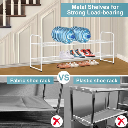 AOODA Long 3 Tier Metal Shoe Rack for Closet Wide Stackable Shoe Storage Organizer for Entryway, Bedroom, Floor, 24-Pairs Men Sneakers Shoe Shelf with Wire Grid, Black