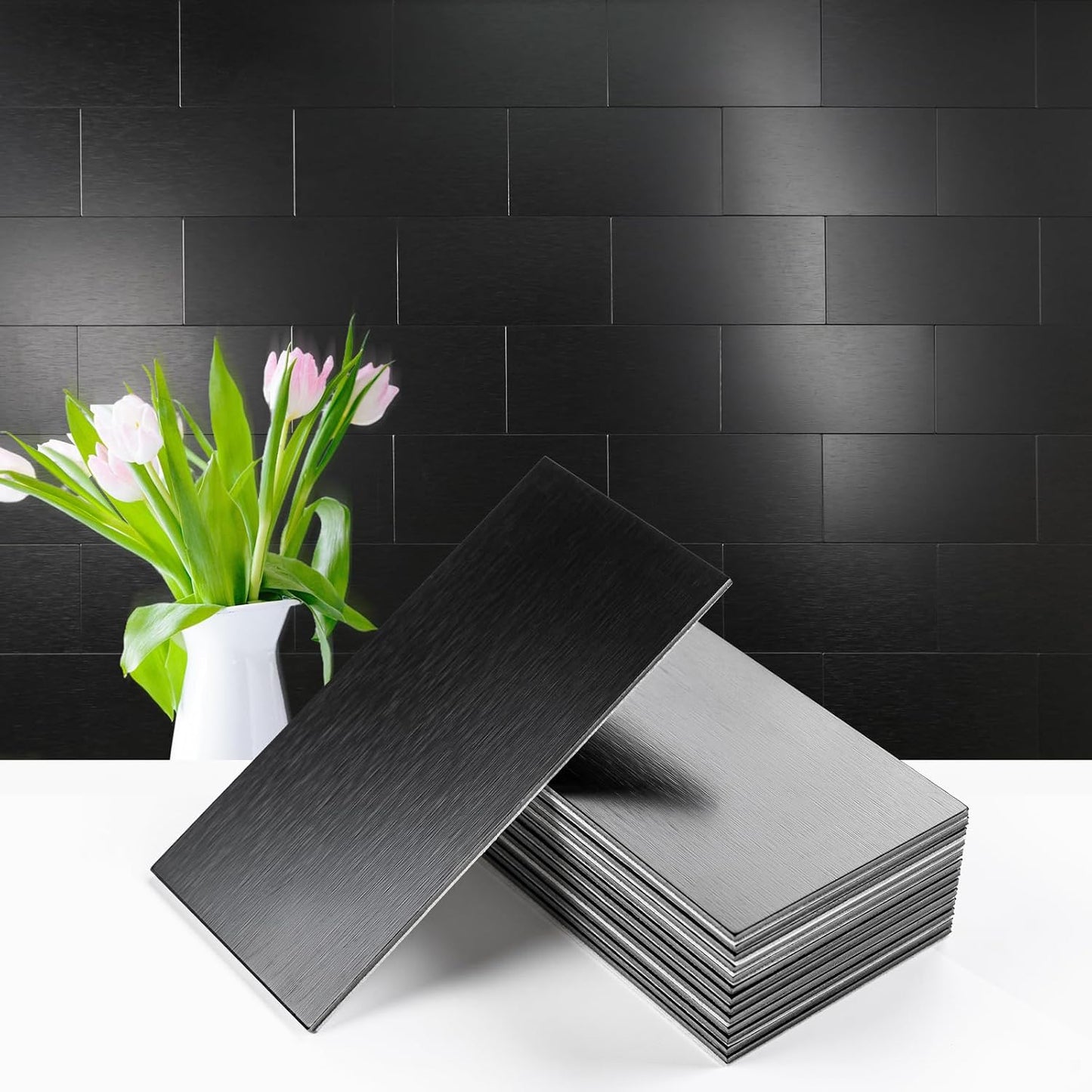 Vamos Tile 100-Piece Glossy Dolomite White Peel and Stick Backsplash Tile,3''x6'' PVC Subway Tile with White Grout, Stick on Backsplash for Kitchen/Bathroom/Fireplace