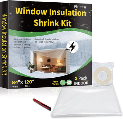 Window Insulation Kit for Winter,Plastic Shrink Film & Strong Tape, Indoor Thermal Seal to Block Drafts, Cold Air for Windows and Patio Doors,5-Pack(42"W x 62"T)
