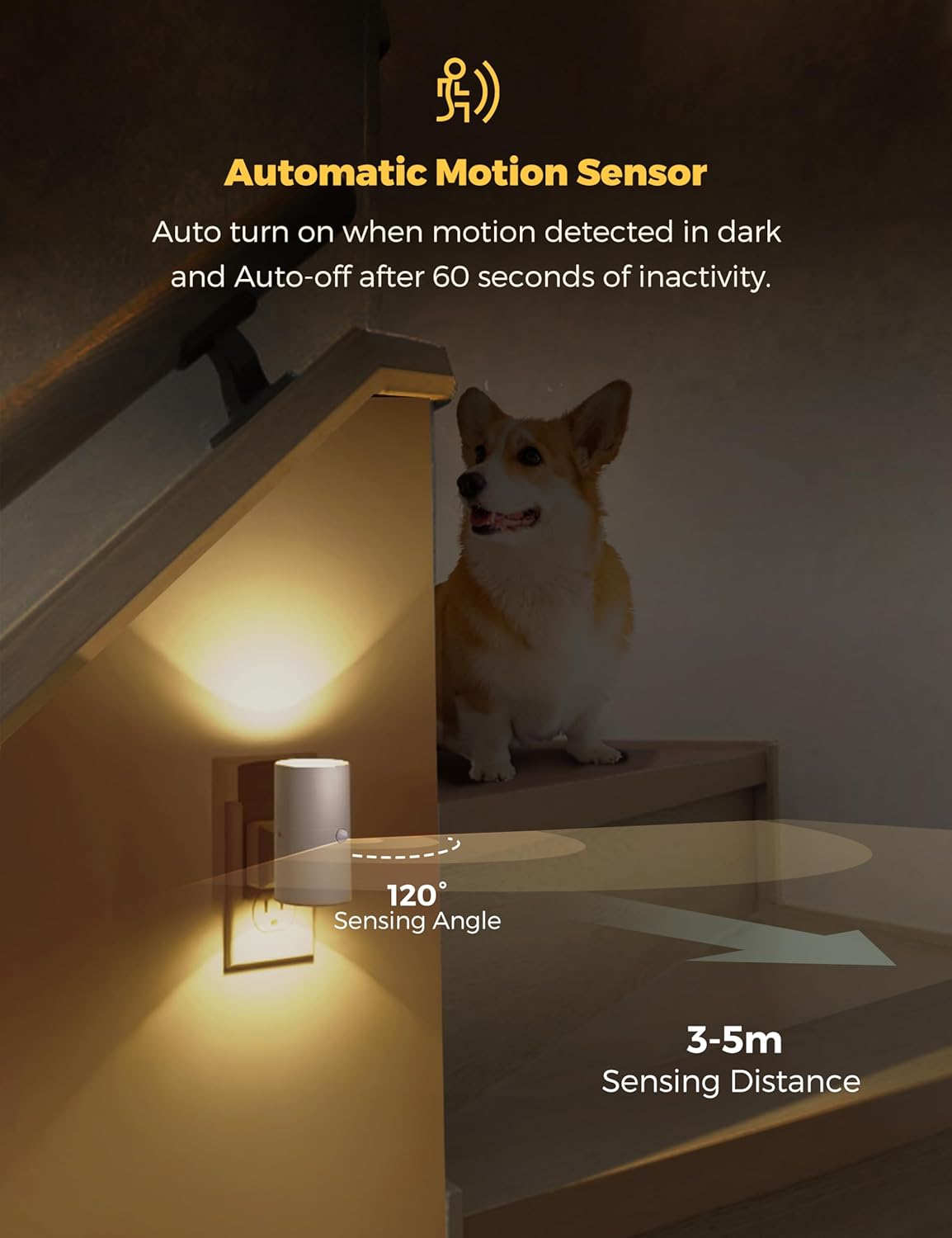 L LOHAS LED Motion Sensor Night Light, Dimmable Night Lights Plug into Wall, Plug in Nightlight, Motion Sensor Light Indoor for Bathroom Hallway Bedroom Stairs Kids Elderly [3000K,2 Pack]